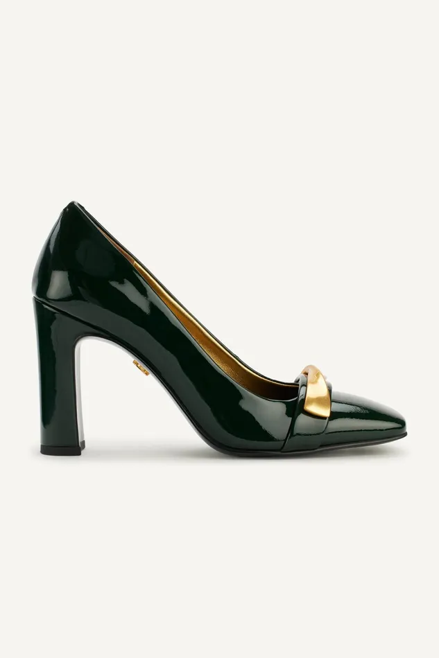 Women Heels And Wedges Donna Karan SABINA SQUARE TOE PUMP Forest Green