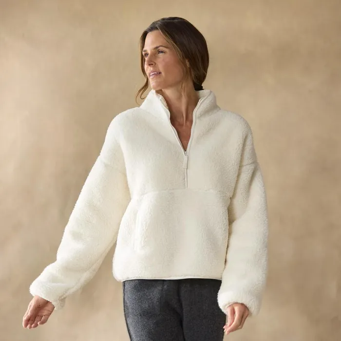 Women Heidi Sherpa Pullover Vanilla Sundance Catalog Tops Women Heidi Sherpa Pullover Vanilla Sundance Catalog Tops