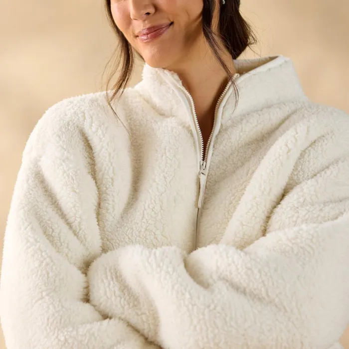 Women Heidi Sherpa Pullover Vanilla Sundance Catalog Tops Women Heidi Sherpa Pullover Vanilla Sundance Catalog Tops