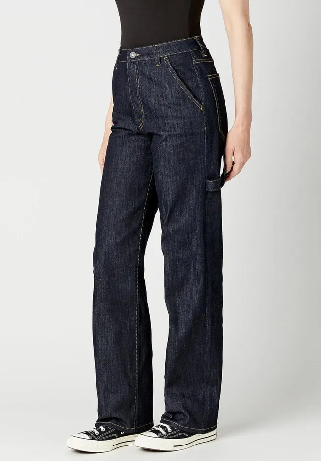 Women High Rise Jada Vintage Workwear Rinsed Jeans Indigo Buffalo David Bitton Wide and Balloon Leg