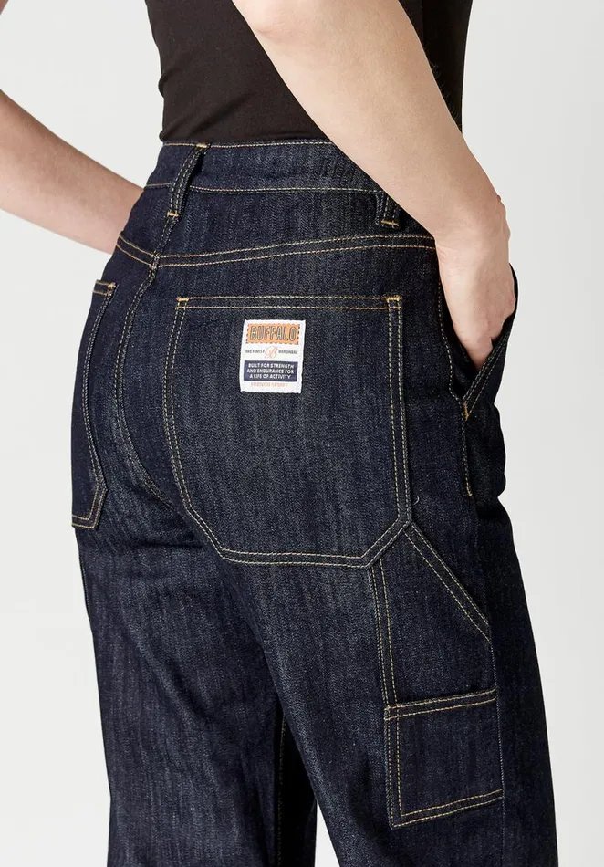 Women High Rise Jada Vintage Workwear Rinsed Jeans Indigo Buffalo David Bitton Wide and Balloon Leg