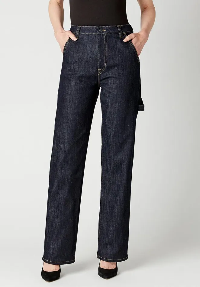 Women High Rise Jada Vintage Workwear Rinsed Jeans Indigo Buffalo David Bitton Wide and Balloon Leg