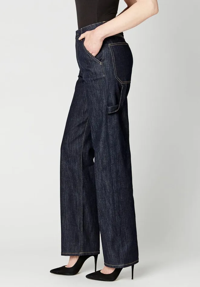 Women High Rise Jada Vintage Workwear Rinsed Jeans Indigo Buffalo David Bitton Wide and Balloon Leg