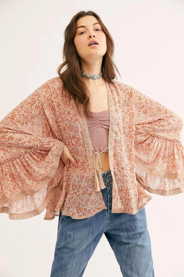 Women Jackets Free People Lola Kimono Neutral Motif