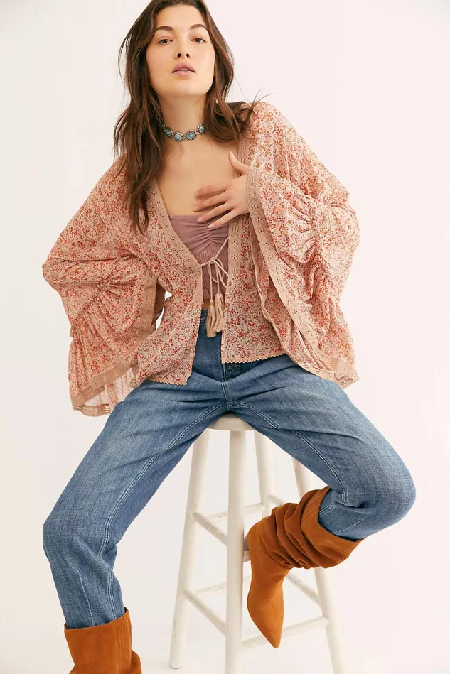 Women Jackets Free People Lola Kimono Neutral Motif