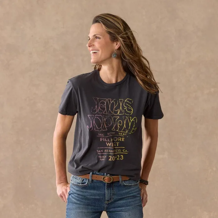 Women Janis Joplin Filmore West Tee Vintage Black Sundance Catalog Tops Women Janis Joplin Filmore West Tee Vintage Black Sundance Catalog Tops