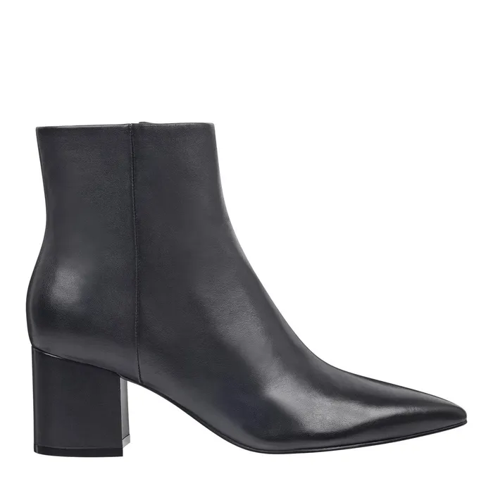 Women Jarli Pointy Ankle Bootie Black Leather Marc Fisher Boots and Booties