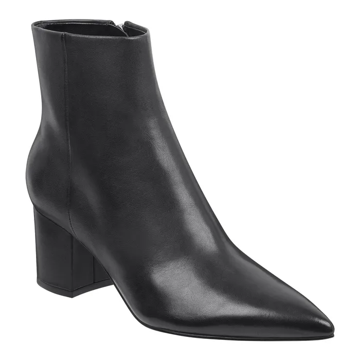 Women Jarli Pointy Ankle Bootie Black Leather Marc Fisher Boots and Booties