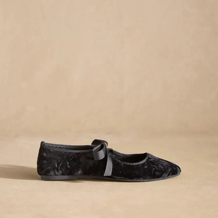 Women Jilly Velvet Flats Black Sundance Catalog Shoes