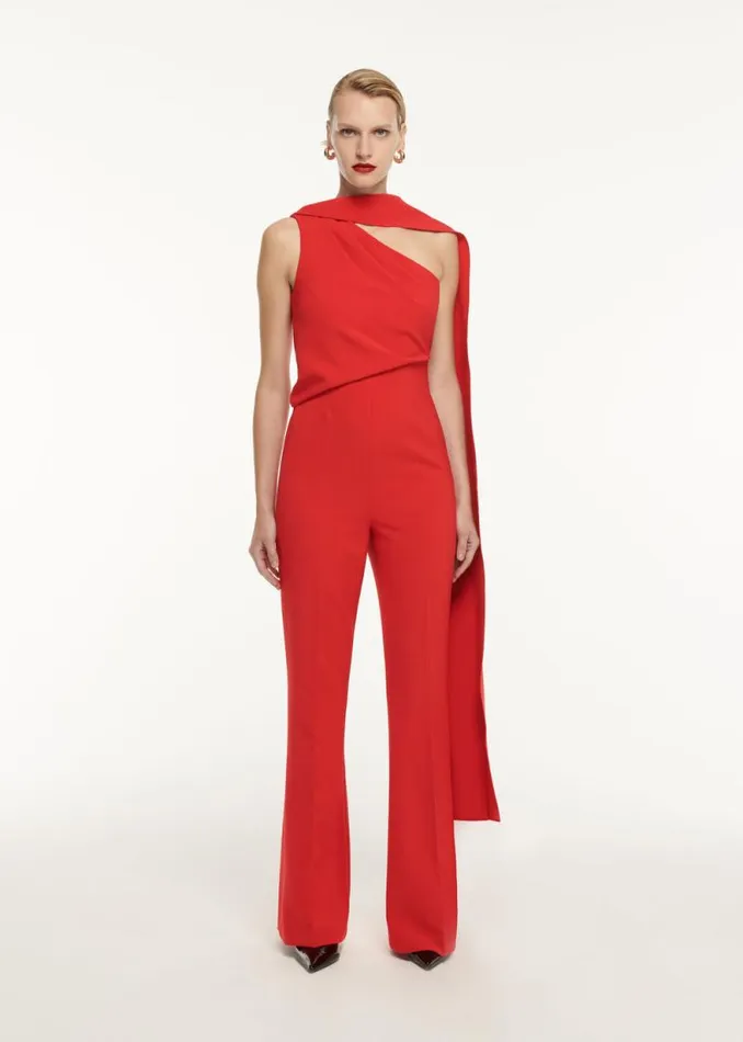Women Jumpsuits Roland Mouret Asymmetric Crepe Jumpsuit