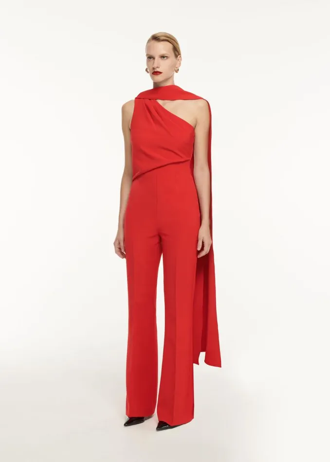 Women Jumpsuits Roland Mouret Asymmetric Crepe Jumpsuit