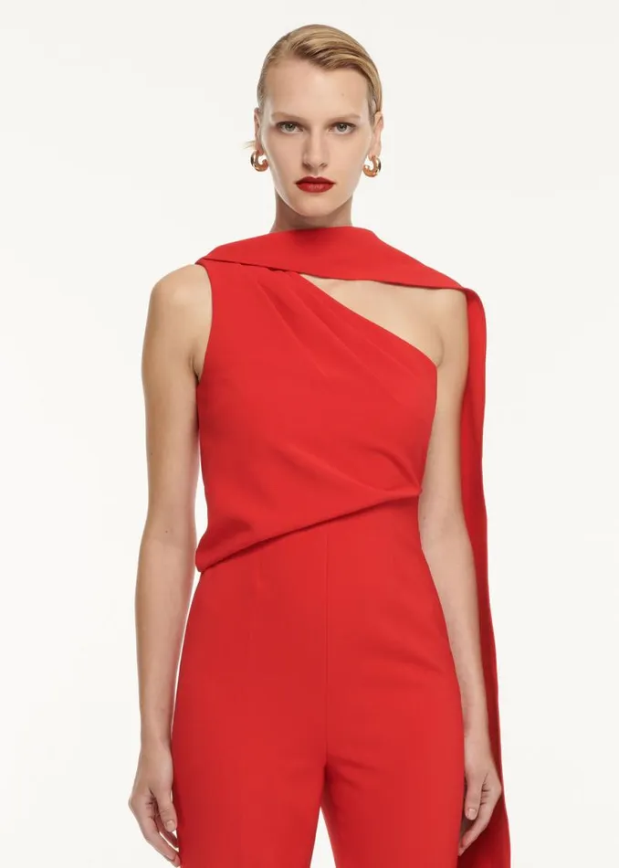 Women Jumpsuits Roland Mouret Asymmetric Crepe Jumpsuit