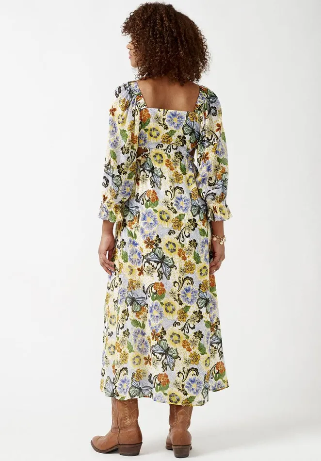 Women Kerry Butterfly Print CutOut Maxi Dress Butterfly Print Buffalo David Bitton Dresses and Jumpsuits