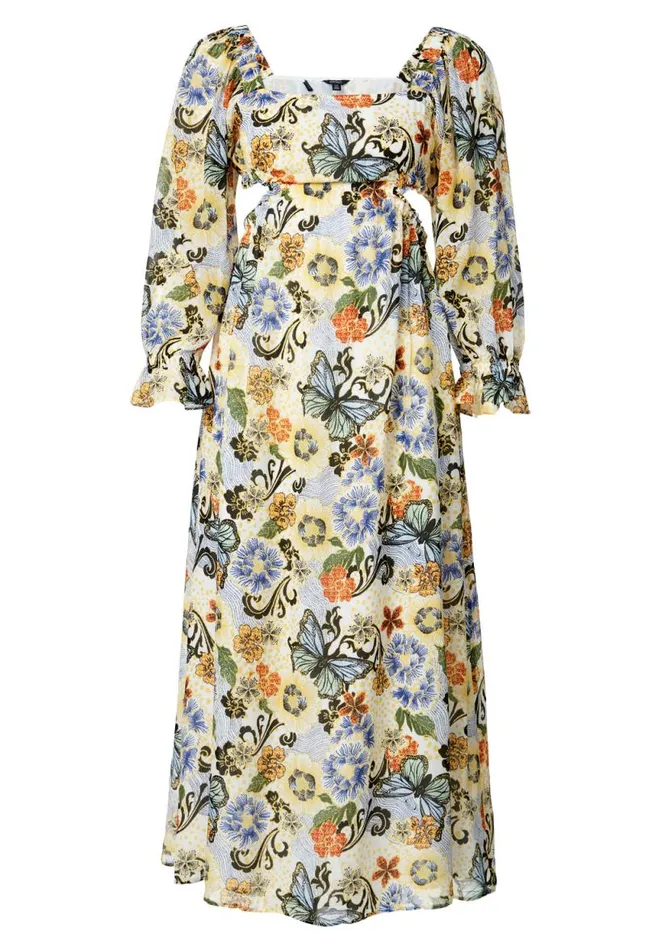 Women Kerry Butterfly Print CutOut Maxi Dress Butterfly Print Buffalo David Bitton Dresses and Jumpsuits
