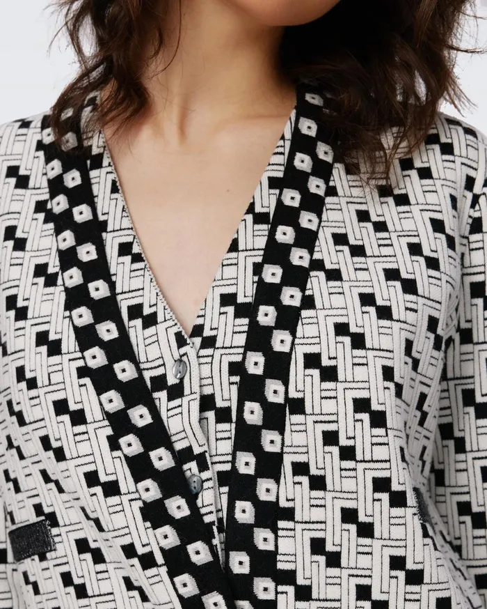 Women Korbin Knit Jacquard Cardigan Vinyl Links Ivory DVF Sweaters and Knits
