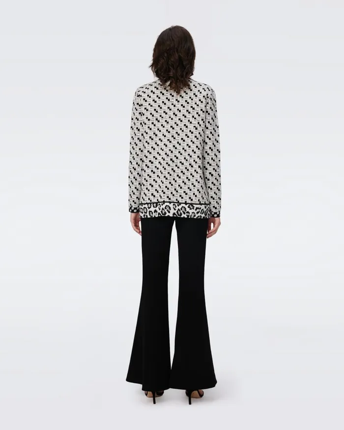 Women Korbin Knit Jacquard Cardigan Vinyl Links Ivory DVF Sweaters and Knits