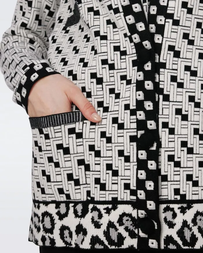 Women Korbin Knit Jacquard Cardigan Vinyl Links Ivory DVF Sweaters and Knits