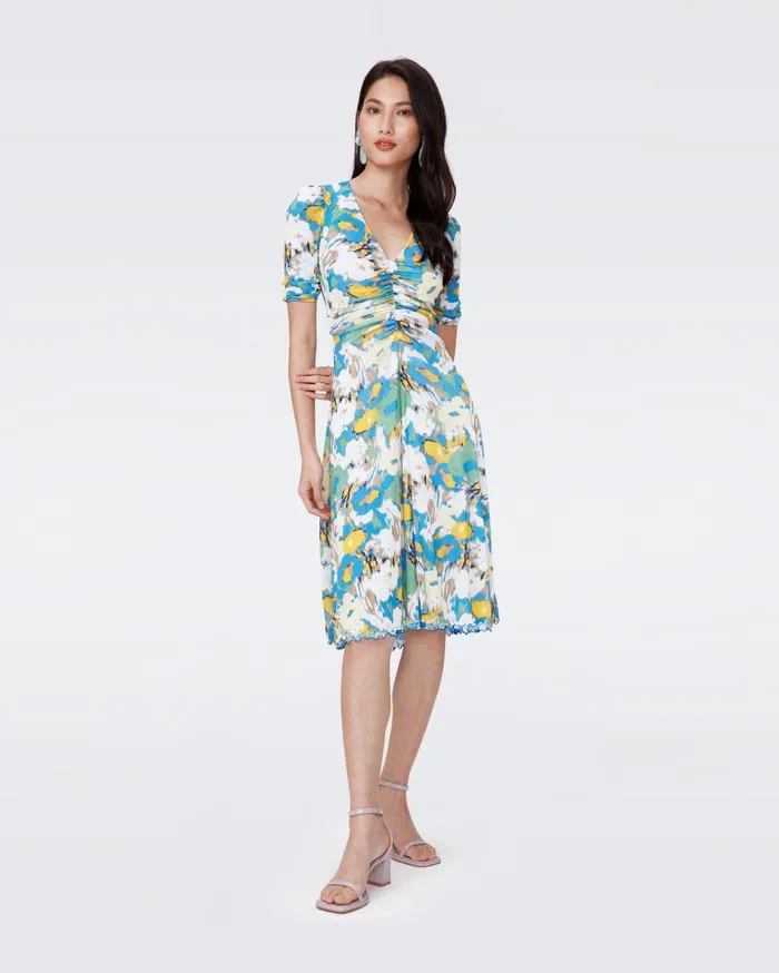 Women Koren Reversible Mesh Dress June Bloom Blue And Day Dream Floral Blue DVF Dresses