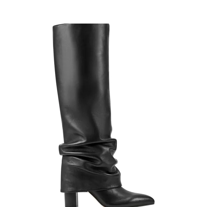Women Lalita Foldover Dress Boot Black Leather Marc Fisher Boots and Booties