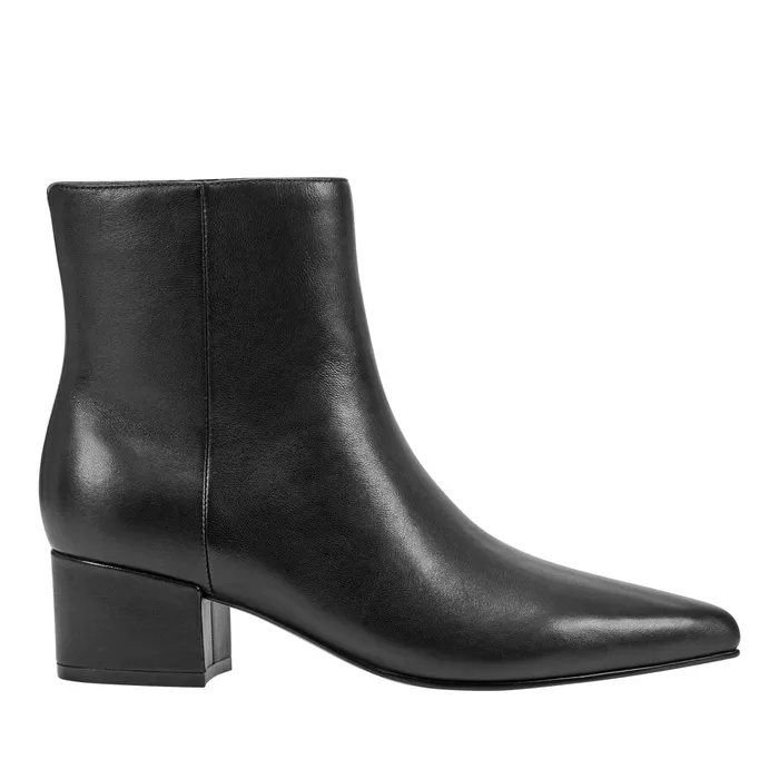 Women Leonna Ankle Bootie Black Leather Marc Fisher Booties