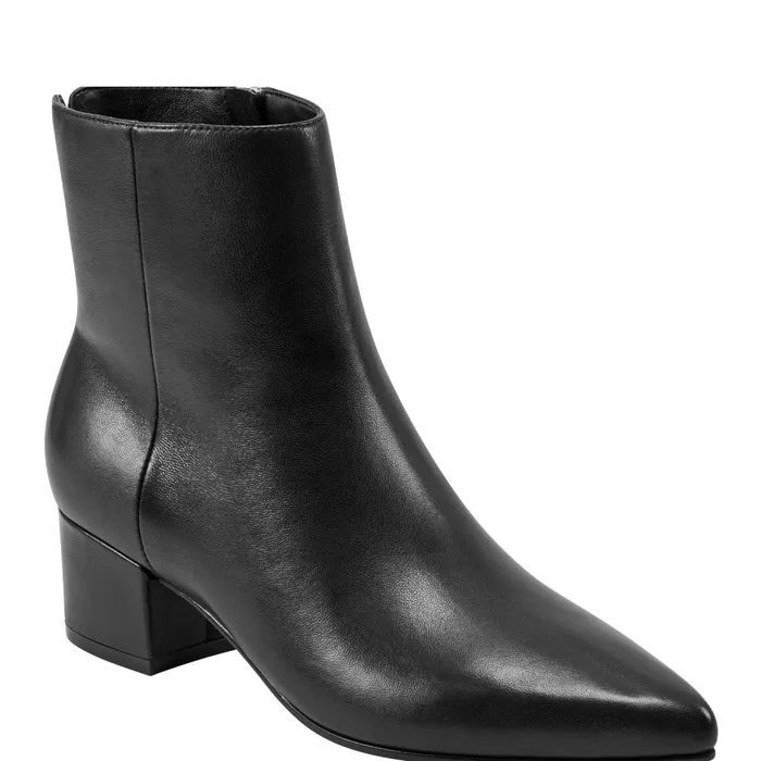Women Leonna Ankle Bootie Black Leather Marc Fisher Booties