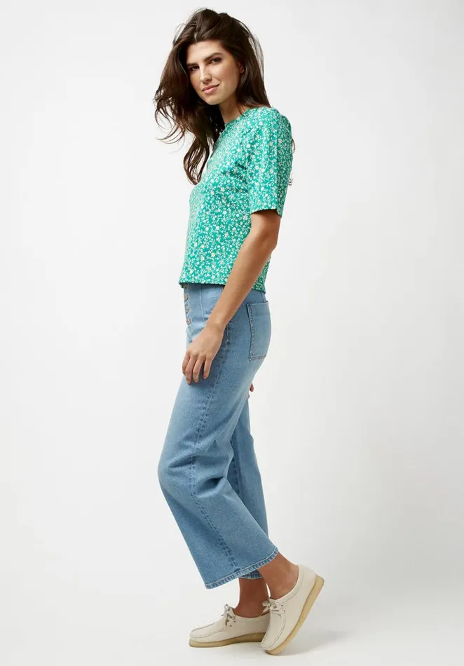 Women Lidia Puff Sleeve Knit Top Greenlake Buffalo David Bitton Tops and Tees