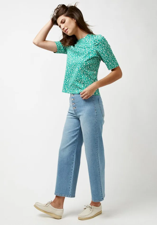 Women Lidia Puff Sleeve Knit Top Greenlake Buffalo David Bitton Tops and Tees