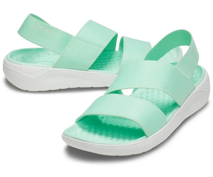 Women LiteRide Stretch Sandal Neo Mint Almost White Crocs Sandals