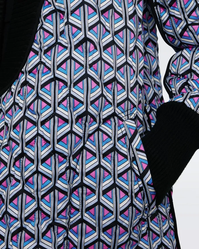 Women Loana Reversible Quilted Coat Fishnet Floral And Stadium Geo Purple DVF Jackets and Coats