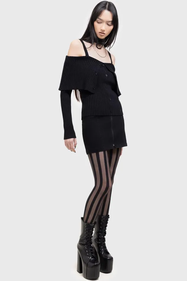 Women Long Sleeves Killstar Shadow Empress Knit Top