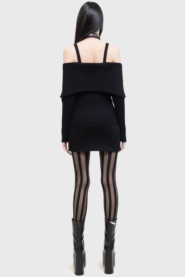 Women Long Sleeves Killstar Shadow Empress Knit Top