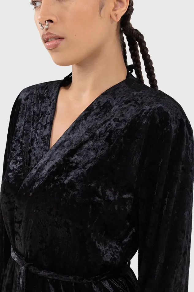 Women Loungewear Killstar Burnt Obsidian Robe
