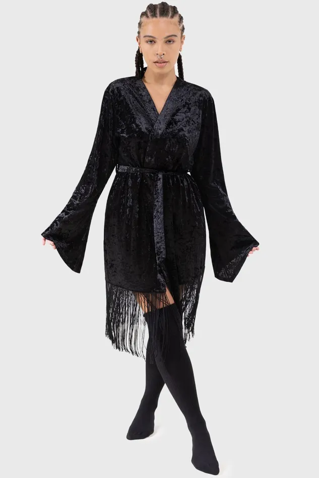 Women Loungewear Killstar Burnt Obsidian Robe