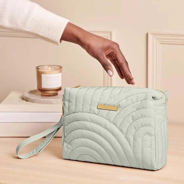 Women Makeup and Wash Bags Katie Loxton Quilted Wristlet Organiser In Light Sage Women Makeup and Wash Bags Katie Loxton Quilted Wristlet Organiser In Light Sage
