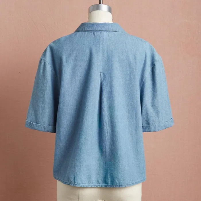 Women Mara Chambray Camp Shirt Chambray Sundance Catalog Tops Women Mara Chambray Camp Shirt Chambray Sundance Catalog Tops