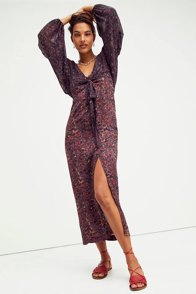 Women Maxi Dresses Free People Veronica Printed Twofer Cocoa Combo