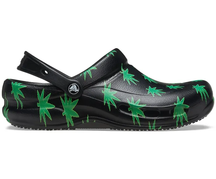 WomenMen Bistro Graphic Clog Black Green Crocs Clogs