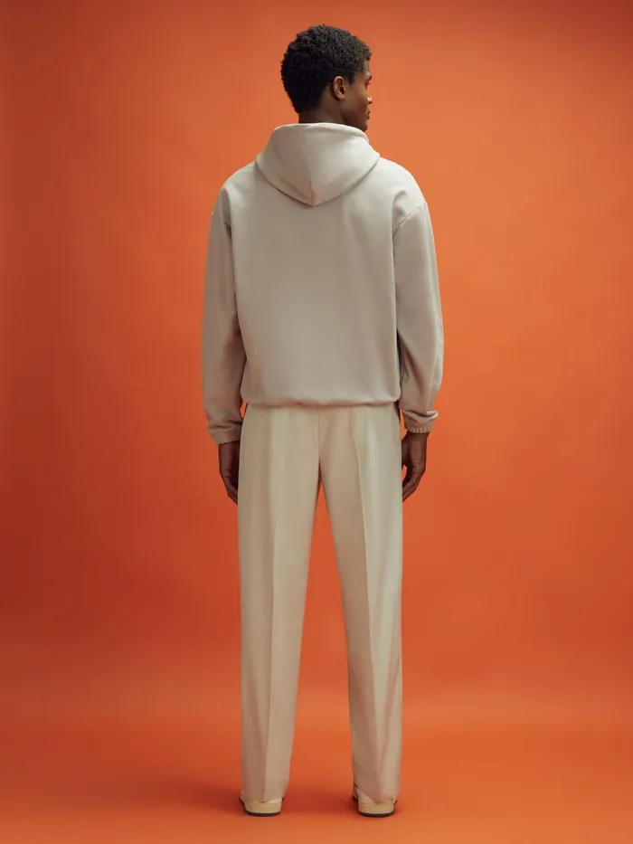 WomenMen Reiss Tops F1 Leather Patch Drawstring Hoodie Taupe