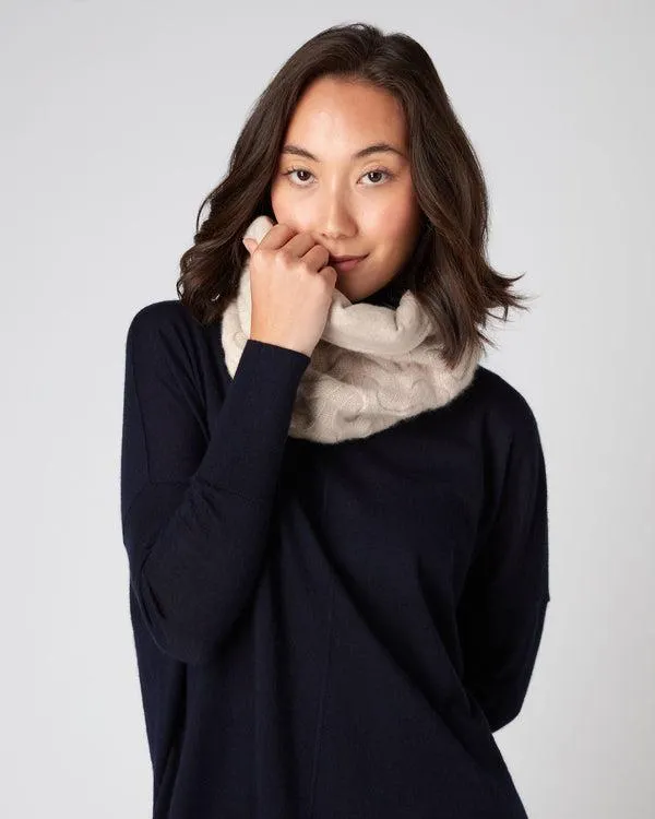 WomenMen Unisex Cable Cashmere SnoodIn Heather Beige Brown Heather Beige Brown NPeal Cashmere Scarves
