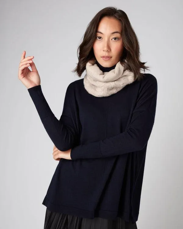 WomenMen Unisex Cable Cashmere SnoodIn Heather Beige Brown Heather Beige Brown NPeal Cashmere Scarves
