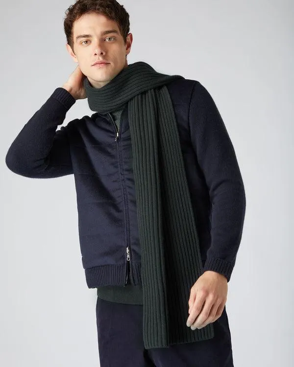 WomenMen Unisex Chunky Rib Cashmere ScarfIn Dark Green Dark Green NPeal Cashmere Scarves
