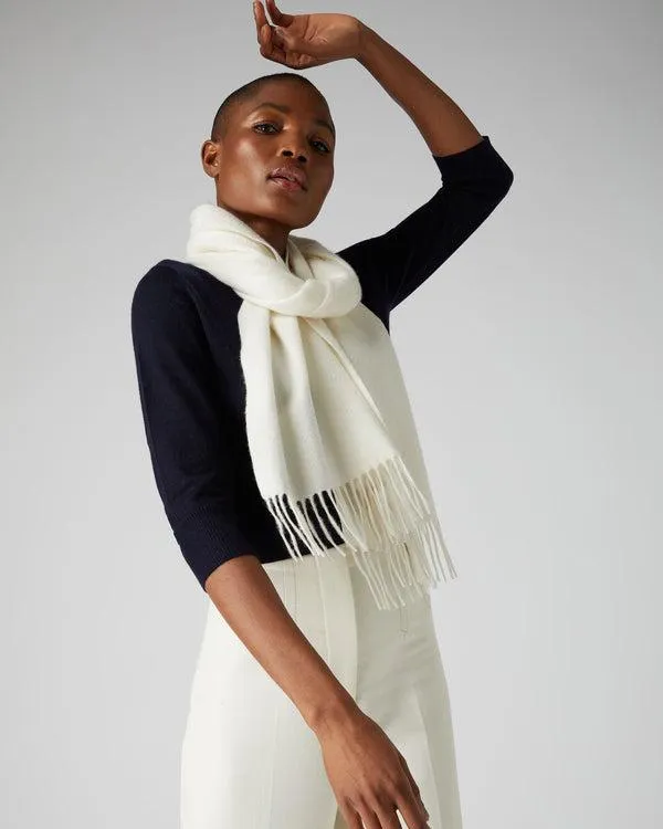 WomenMen Unisex Large Woven Cashmere ScarfIn New Ivory White New Ivory White NPeal Cashmere Scarves