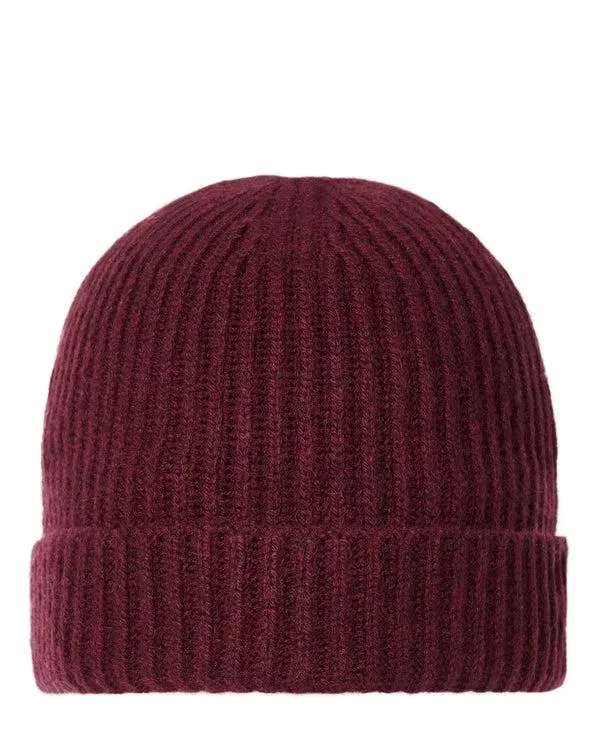 WomenMen Unisex Ribbed Cashmere HatIn Shiraz Melange Red Shiraz Melange Red NPeal Hats