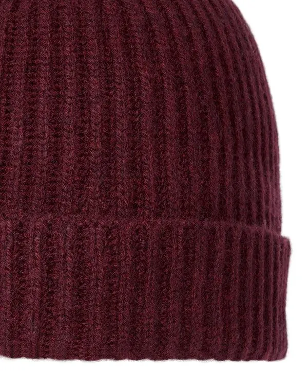 WomenMen Unisex Ribbed Cashmere HatIn Shiraz Melange Red Shiraz Melange Red NPeal Hats