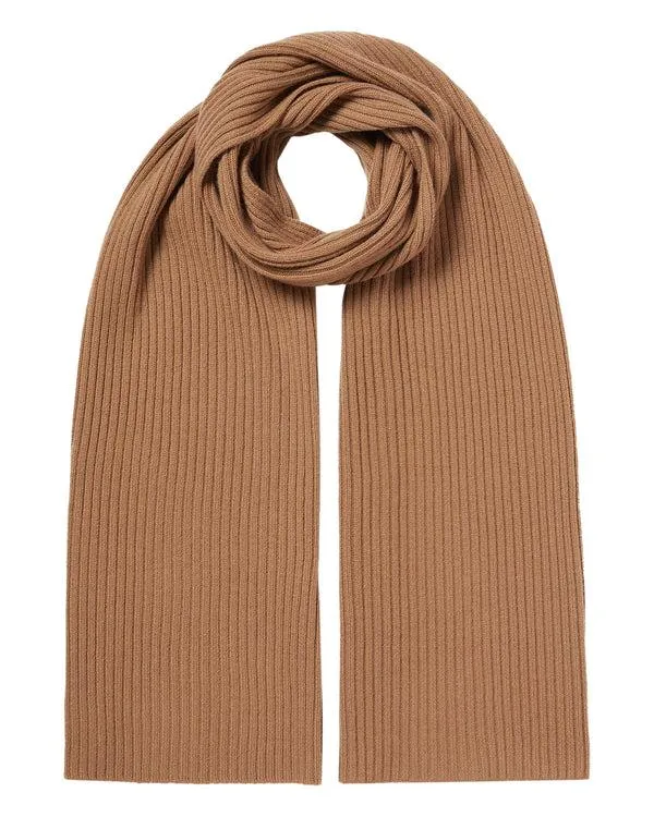 WomenMen Unisex Short Ribbed Cashmere ScarfIn Dark Camel Brown Dark Camel Brown NPeal Cashmere Scarves