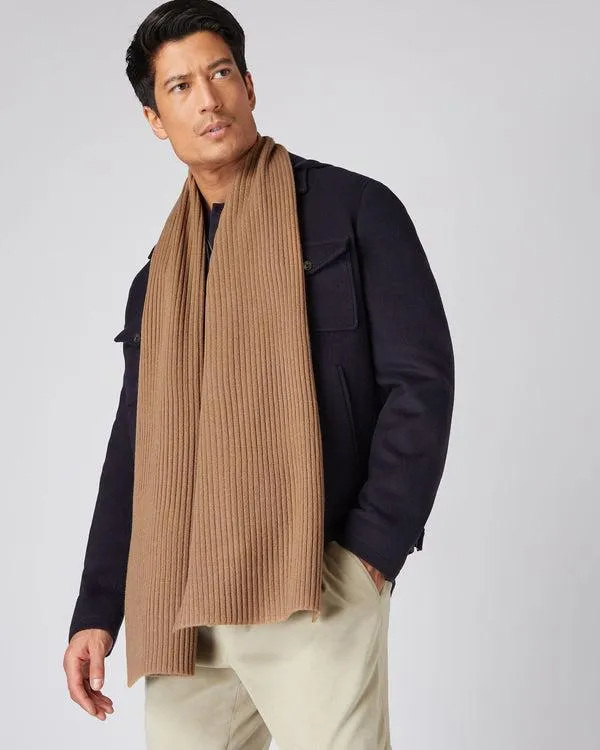 WomenMen Unisex Short Ribbed Cashmere ScarfIn Dark Camel Brown Dark Camel Brown NPeal Cashmere Scarves