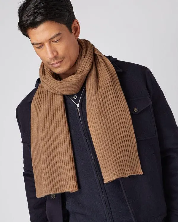 WomenMen Unisex Short Ribbed Cashmere ScarfIn Dark Camel Brown Dark Camel Brown NPeal Cashmere Scarves