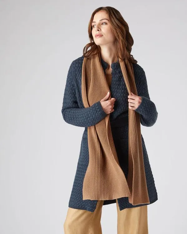 WomenMen Unisex Short Ribbed Cashmere ScarfIn Dark Camel Brown Dark Camel Brown NPeal Cashmere Scarves