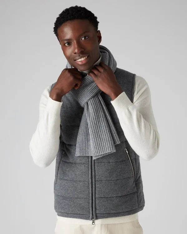 WomenMen Unisex Short Ribbed Cashmere ScarfIn Flannel Grey Flannel Grey NPeal Cashmere Scarves