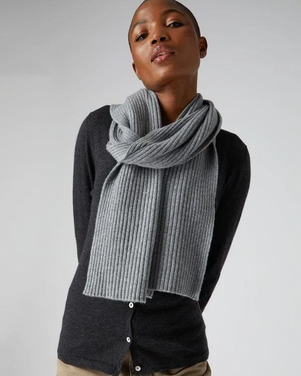 WomenMen Unisex Short Ribbed Cashmere ScarfIn Flannel Grey Flannel Grey NPeal Cashmere Scarves
